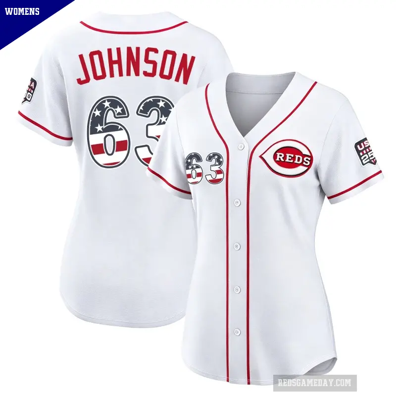 Women's No.63 Ivan Johnson Cincinnati Reds White Limited USA 250 Fourth Of July Home Stadium Jersey