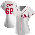 Women's No.68 Carson Spiers Cincinnati Reds White Replica Home Jersey