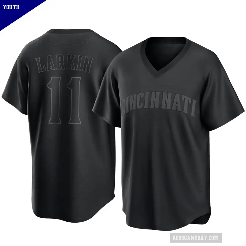 Youth No.11 Barry Larkin Cincinnati Reds Black Replica Pitch Fashion Jersey