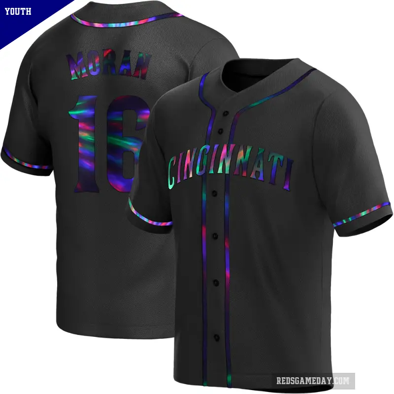 Youth No.16 Colin Moran Cincinnati Reds Black Replica Holographic Alternate Jersey