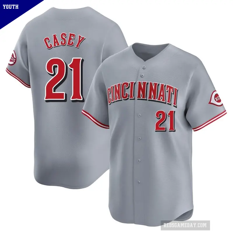 Youth No.21 Sean Casey Cincinnati Reds Gray Limited Away Jersey