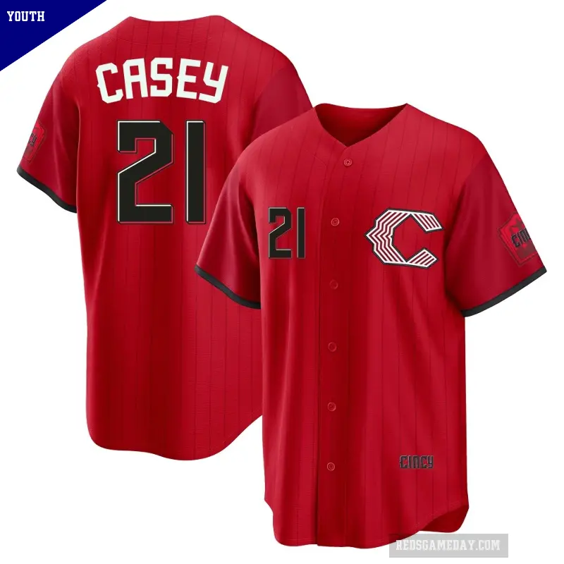 Youth No.21 Sean Casey Cincinnati Reds Red Limited 2026 City Connect Stadium Jersey