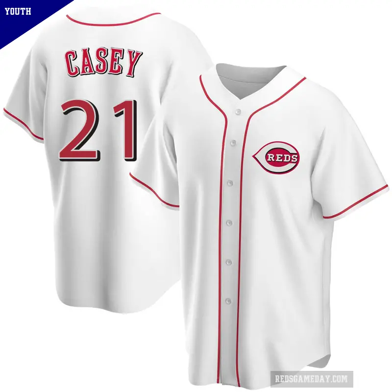 Youth No.21 Sean Casey Cincinnati Reds White Replica Home Jersey