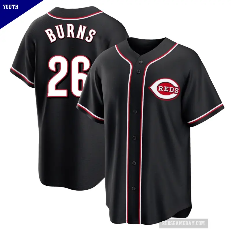 Youth No.26 Chase Burns Cincinnati Reds Black Replica Fashion Out Jersey