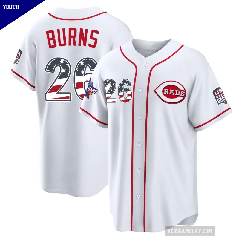 Youth No.26 Chase Burns Cincinnati Reds White Limited 2026 All-Star Edition Stars & Stripes Home Stadium Jersey