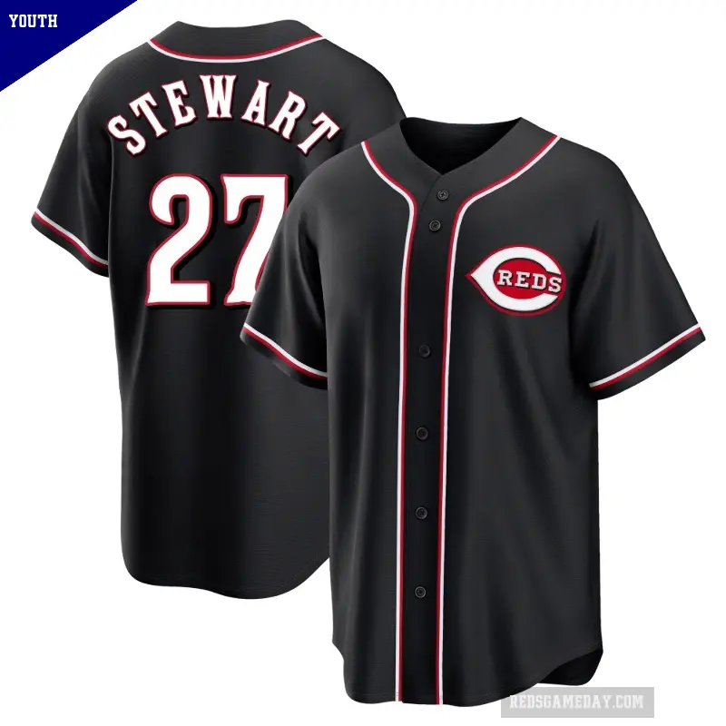 Youth No.27 Sal Stewart Cincinnati Reds Black Replica Fashion Out Jersey