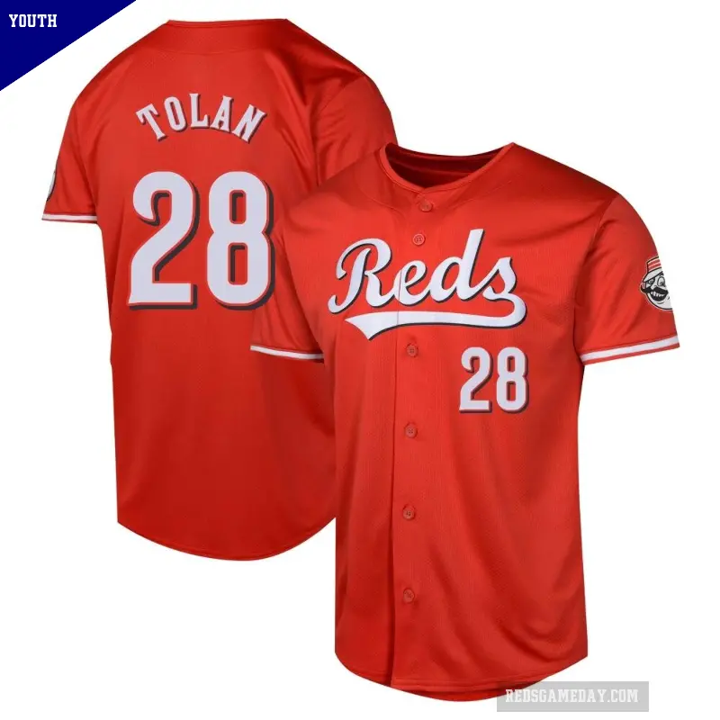 Youth No.28 Bobby Tolan Cincinnati Reds Red Limited Alternate Jersey