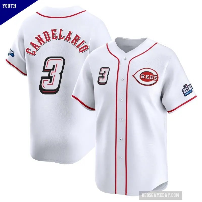 Youth No.3 Jeimer Candelario Cincinnati Reds White Limited 2025 Speedway Classic Alternate Jersey