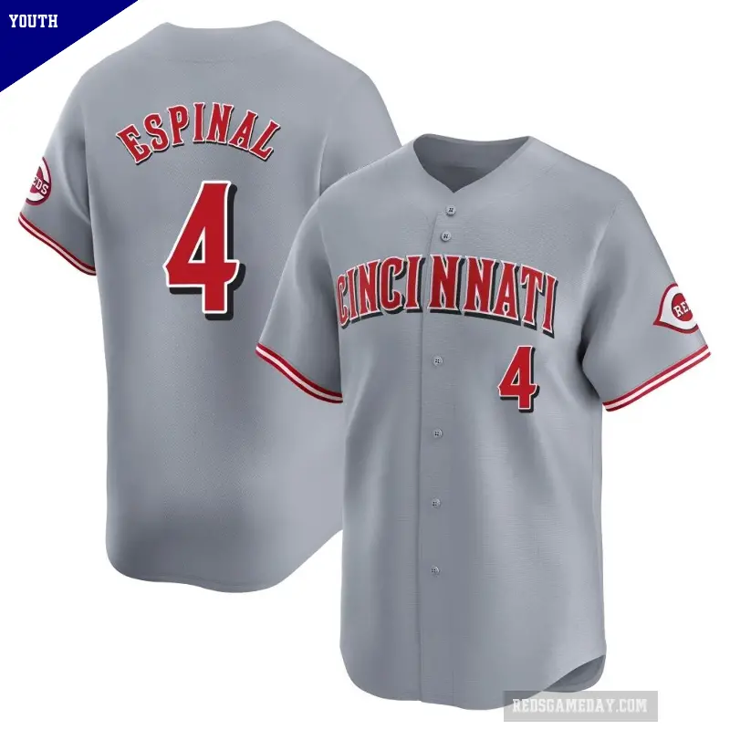 Youth No.4 Santiago Espinal Cincinnati Reds Gray Limited Away Jersey