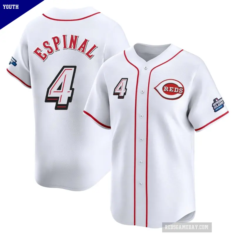 Youth No.4 Santiago Espinal Cincinnati Reds White Limited 2025 Speedway Classic Alternate Jersey