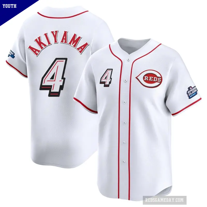 Youth No.4 Shogo Akiyama Cincinnati Reds White Limited 2025 Speedway Classic Alternate Jersey