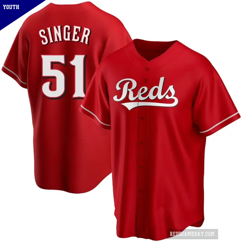 Youth No.51 Brady Singer Cincinnati Reds Red Replica Alternate Jersey