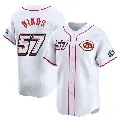 Youth No.57 Rece Hinds Cincinnati Reds White Limited 2025 Speedway Classic Alternate Jersey