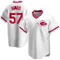 Youth No.57 Rece Hinds Cincinnati Reds White Replica Home Cooperstown Collection Jersey