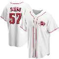 Youth No.57 Rece Hinds Cincinnati Reds White Replica Home Jersey