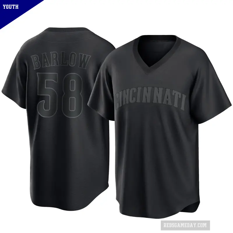 Youth No.58 Scott Barlow Cincinnati Reds Black Replica Pitch Fashion Jersey