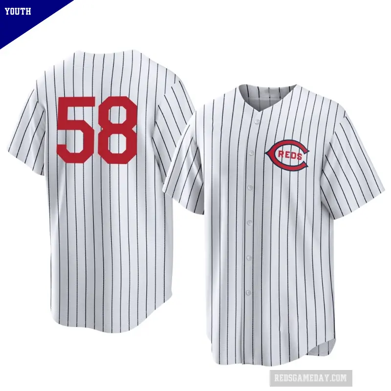 Youth No.58 Scott Barlow Cincinnati Reds White Replica 2022 Field Of Dreams Jersey