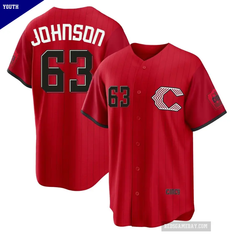 Youth No.63 Ivan Johnson Cincinnati Reds Red Limited 2026 City Connect Stadium Jersey